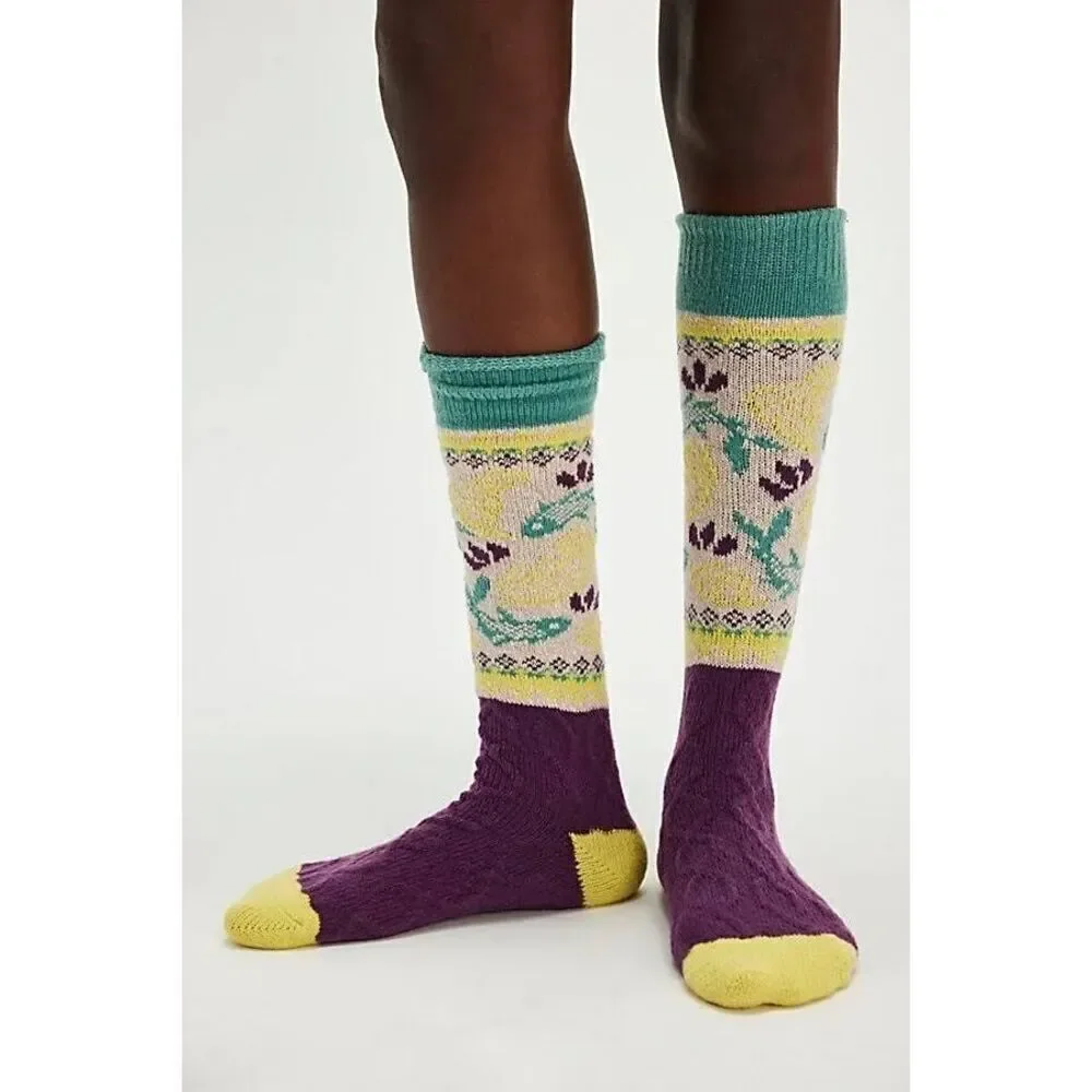 NEW Free People Playing Koi Tall Nordic Socks One size Purple Multicolor